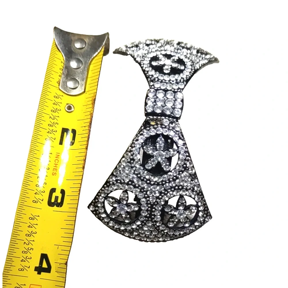Vintage Style Retro 1940's Hair Barrette Tension Clip Black Metal Rhinestone...